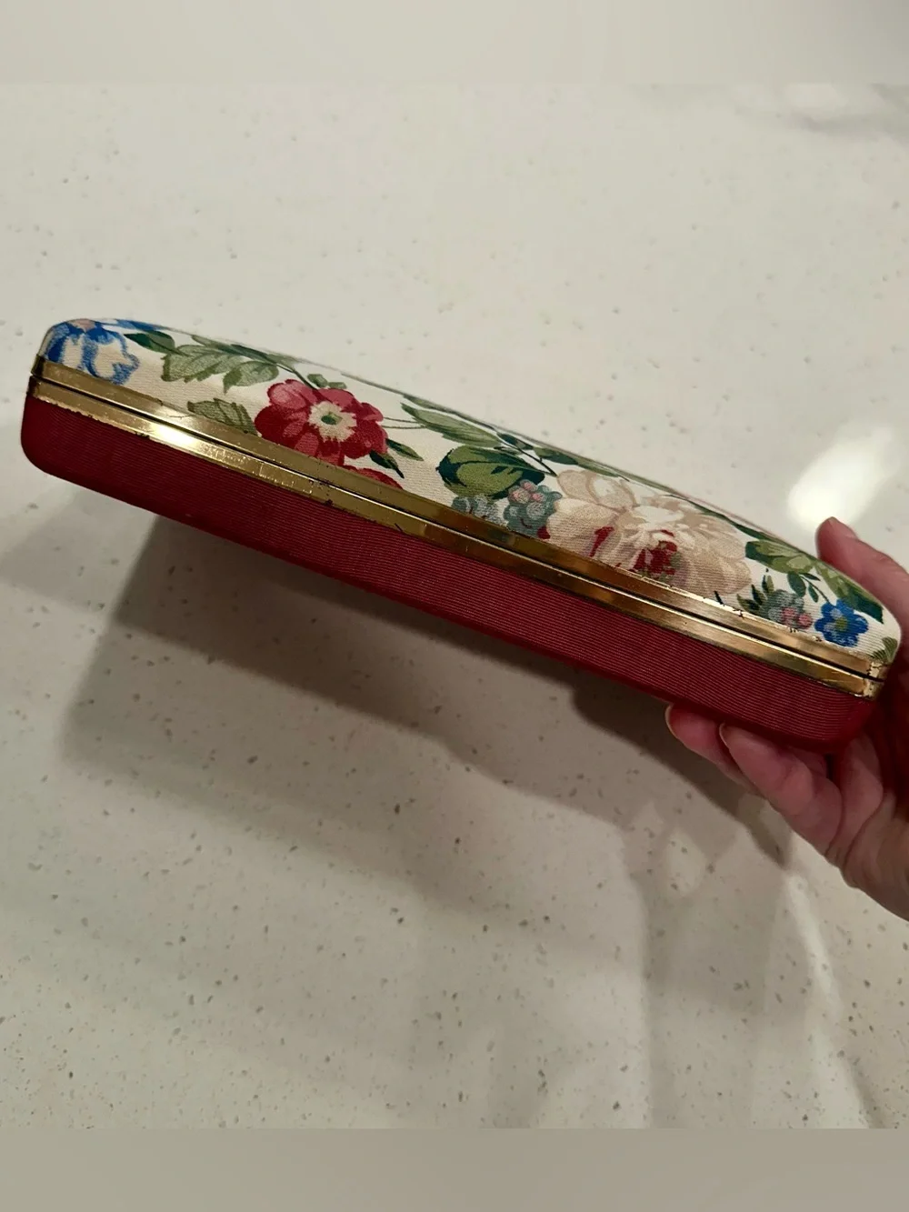 Vintage Floral Jewelry Box Travel Organizer Mirror Fabric Case